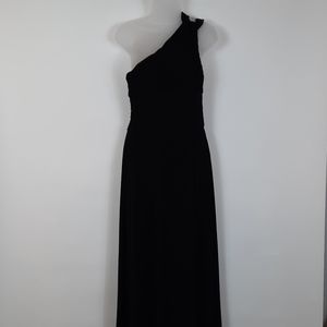 Elegant Long Black One Shoulder Evening Dress.